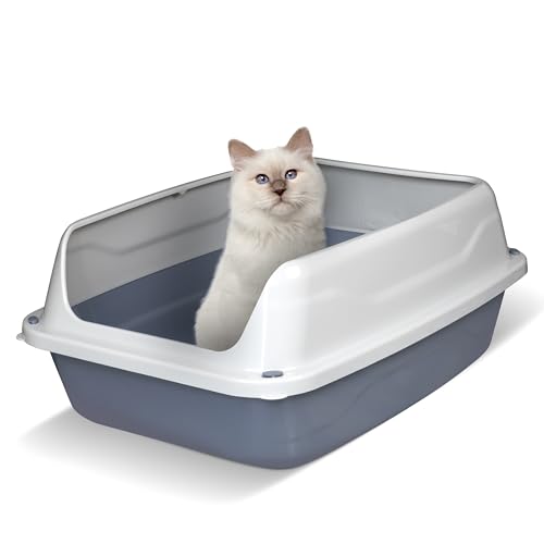Snugsy Katzenklo Katzentoilette Offen Mit Hohem Rand Ohne Deckel 45 x 34 cm M Grau von snugsy