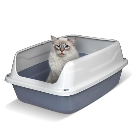 Snugsy Katzenklo Katzentoilette Offen Mit Hohem Rand Ohne Deckel 56 x 39 cm L Grau von snugsy