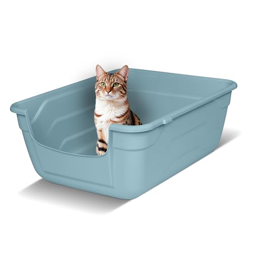 Snugsy Katzenklo mit Hohem Rand - L - Offene Katzentoilette ohne Deckel - Leicht zu Reinigen - Blau 50 x 38,5 cm von snugsy