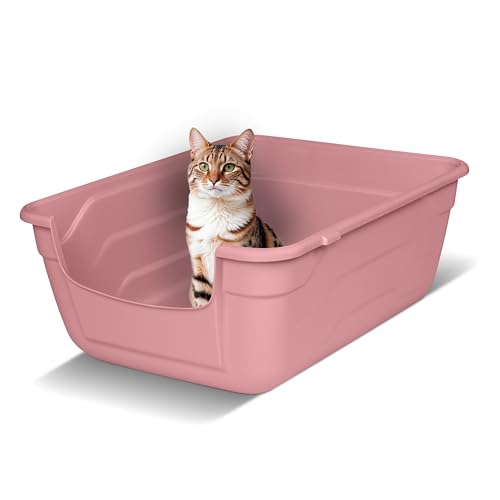 Snugsy Katzenklo mit Hohem Rand - L - Offene Katzentoilette ohne Deckel - Leicht zu Reinigen - Pink 50 x 38,5 cm von snugsy