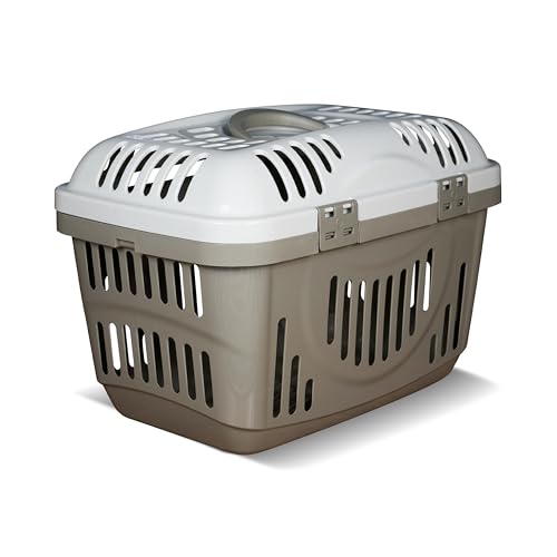 Snugsy Transportbox Katze Katzentransportbox Auto - Mit Sicherungsclips Tragegriff - Reisebox Kunststoff - 49x34x32 cm Beige Creme von snugsy