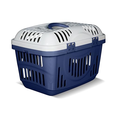 Snugsy Transportbox Katze Katzentransportbox Auto - Mit Sicherungsclips Tragegriff - Reisebox Kunststoff - 49x34x32 cm Grau Creme von snugsy