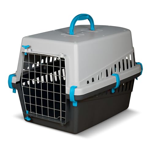 Snugsy Transportbox Katze Katzentransportbox - Flugzeugbox Katzenbox - Metalltür - Leicht 1,14 kg - Blau 50 x 33 x 32 cm von snugsy