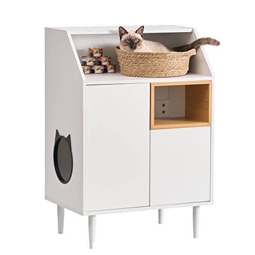soges Katzentoiletten-Gehege, 62,8 cm Holz-Katzenhaus mit Aufbewahrungsschrank und Schublade, versteckter Katzenmöbelschrank, Wohnzimmer-Aufbewahrungsschrank mit Katzen-Loch soges Katzentoiletten-Gehege, 62,8 cm Holz-Katzenhaus mit Aufbewahrungsschrank und Schublade, versteckter Katzenmöbelschrank, Wohnzimmer-Aufbewahrungsschrank mit Katzen-Loch von soges