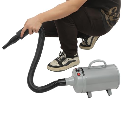 soudesileim 2200W Hundefön Blower Leise mit 4 Düsen, Überhitzungsschutz, 55-70db, Windgeschwindigkeit 25-75m/s, Temperatur 30/55℃, Haartrockner für Katzen, Pet Dryer (Grau) von soudesileim