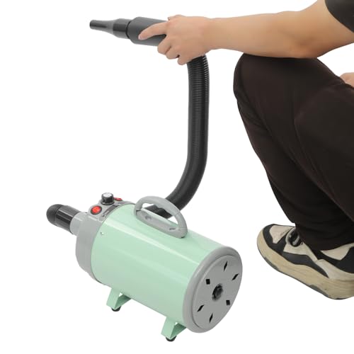 soudesileim 2200W Hundefön Blower Leise mit 4 Düsen, Überhitzungsschutz, 55-70db, Windgeschwindigkeit 25-75m/s, Temperatur 30/55℃, Haartrockner für Katzen, Pet Dryer (Grün) von soudesileim