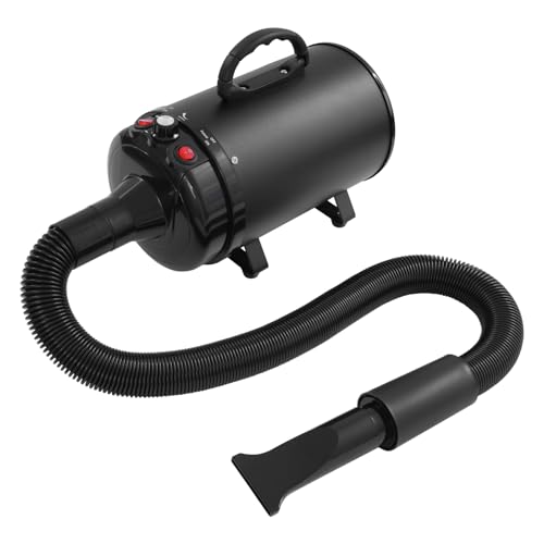 soudesileim 2200W Hundefön Blower Leise mit 4 Düsen, Überhitzungsschutz, 55-70db, Windgeschwindigkeit 25-75m/s, Temperatur 30/55℃, Haartrockner für Katzen, Pet Dryer (Schwarz) von soudesileim