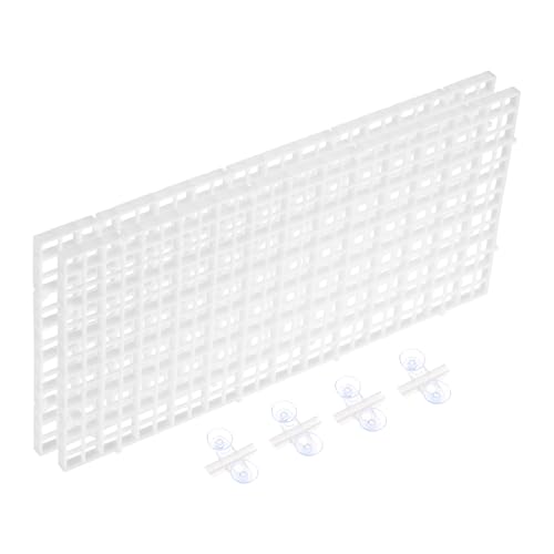sourcing map Aquarium-Trennwand für Aquarien, 30,5 x 15,2 cm, Kunststoff, Eierkiste, Lichtdiffusor, Gitterfilter, Boden-Trennwand mit Saugnäpfen und Saugnäpfen für Aquarium, Weiß, 2 Stück von sourcing map