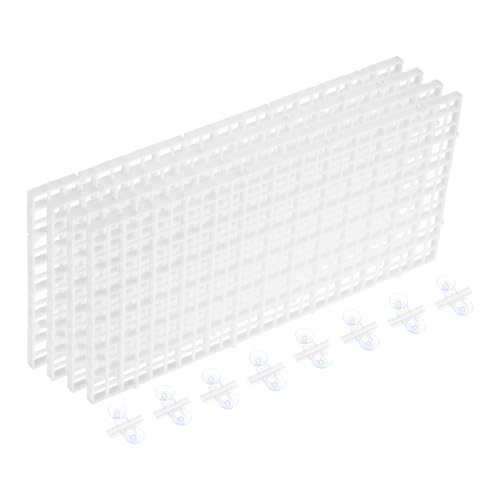 sourcing map Aquarium-Trennwand für Aquarien, 30,5 x 15,2 cm, Kunststoff, Eierkiste, Lichtdiffusor, Gitterfilter, Boden-Trennwand mit Saugnäpfen und Saugnäpfen für Aquarium, Weiß, 4 Stück von sourcing map