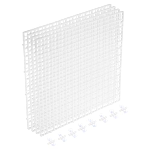 sourcing map Aquarium-Trennwand für Aquarien, 30,5 x 30,5 cm, Kunststoff, Eierkiste, Lichtdiffusor, Gitterfilter, Boden-Trennwand mit Saugnäpfen und Saugnäpfen für Aquarium, Weiß, 4 Stück von sourcing map