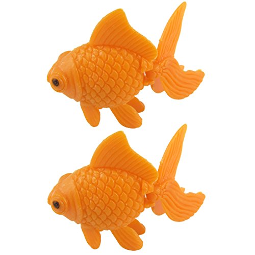 sourcing map uxcell Kunststoff-Goldfisch mit Fächerschwanz für Aquarium, handgefertigt, Orange, 2 Stück de von uxcell