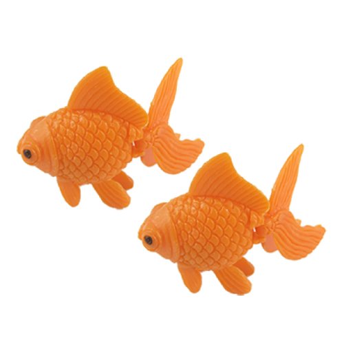 sourcing map uxcell Kunststoff-Goldfisch mit Fächerschwanz für Aquarium, handgefertigt, Orange, 2 Stück de von uxcell