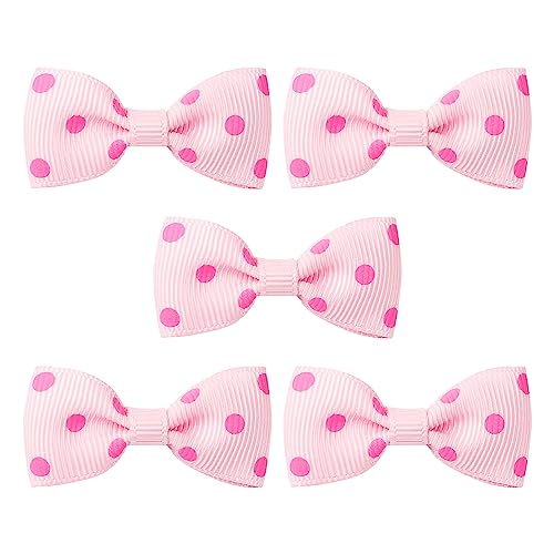 sourcing map 5pcs Hunde Schleifen, Süße Hundehaarschleifen mit Punktmuster Haustier Schleife Haarschleifen Clip Zubehör für Hunde, Katzen, Welpen, Rosa von uxcell