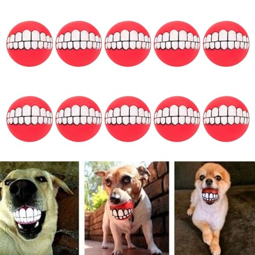 10 x Vinyl-Kauspielzeug für Hunde mit Sound für kleine, mittelgroße Welpen – interaktive bissfeste Bälle für Zahnreinigung und Spielen von sporful