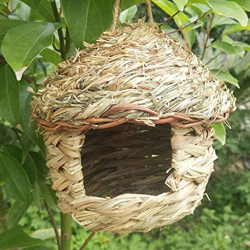 10 x handgewebtes Stroh-Vogelnest Grashaus 12 cm zum Schlüpfen von kleinen Vögeln Papageien Gartendekoration von sporful