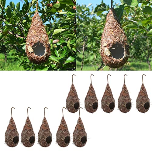 10 x künstliches Stroh-Vogelnest, Luke, Brutgrashöhle für Papageien, Vögel, Outdoor-Gartendekoration von sporful