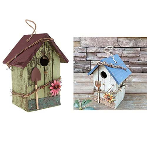2 Stück Landhäuser, Holz, Vogelhaus, hängend, Vogelhaus, Gartendekoration, umweltfreundlich, langlebig, ungiftig 2 Stück Landhäuser, Holz, Vogelhaus, hängend, Vogelhaus, Gartendekoration, umweltfreundlich, langlebig, ungiftig von sporful