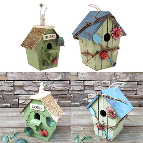 2 Stück Landhäuser, Holz, hängend, Vogelhaus, Vogelfutterstation, Gartendekoration, 2 Stück, bunte Outdoor-Dekoration 2 Stück Landhäuser, Holz, hängend, Vogelhaus, Vogelfutterstation, Gartendekoration, 2 Stück, bunte Outdoor-Dekoration von sporful