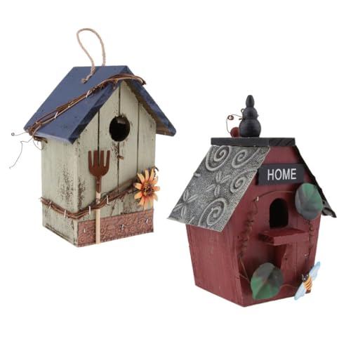 2 Stück Landhäuser Holz Vogelhaus Hängende Vogelhaus Condo Garten Dekor 2 Stück Landhäuser Holz Vogelhaus Hängende Vogelhaus Condo Garten Dekor von sporful