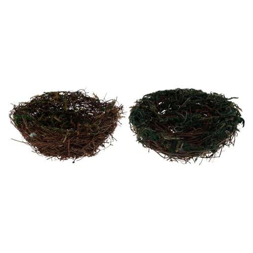 2 Stück handgefertigtes Rattan-Vogelnest für Papageien, Nymphensittiche, Tauben, natürliches Strohgras, Vogelhaus, 12 cm und 15 cm von sporful