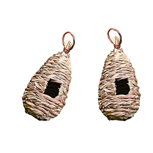 2 Stück handgewebtes Stroh-Vogelnest, Brutgrashöhle für Papageien, Vögel, Dekoration, Haus, Garten 2 Stück handgewebtes Stroh-Vogelnest, Brutgrashöhle für Papageien, Vögel, Dekoration, Haus, Garten von sporful