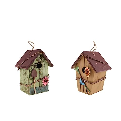 2 x Landhäuser, hängendes Vogelhaus aus Holz, buntes Gartendekor-Set für Wildtiere im Freien 2 x Landhäuser, hängendes Vogelhaus aus Holz, buntes Gartendekor-Set für Wildtiere im Freien von sporful