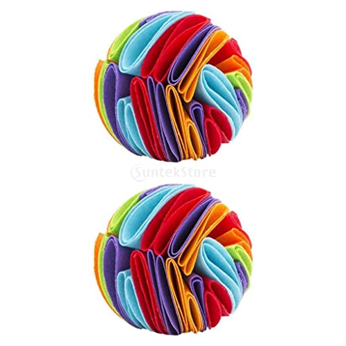 2 x Schnüffelball für Hunde, Puzzle-Spielzeug, langsames Füttern, Haustier-Anreicherungsspielzeug für geistige Stimulation und IQ-Steigerung, Filzmaterial, inklusive 2 Stück (klein und groß) von sporful