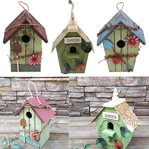 3 Stück Landhäuser Holz Vogelhaus Set - Hängende Nest Vogelfutterstation für Garten Dekor 3 Stück Landhäuser Holz Vogelhaus Set - Hängende Nest Vogelfutterstation für Garten Dekor von sporful