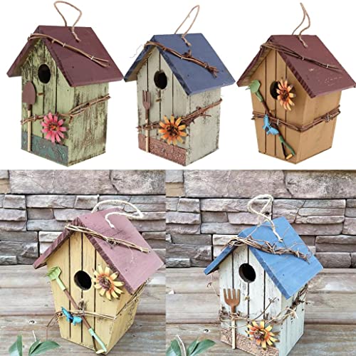 3-teiliges Vogelhaus aus Holz, zum Aufhängen, Vogelhäuser, Gartendekor-Set, Outdoor-Dekoration von sporful