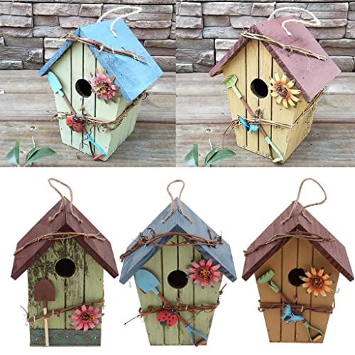 3 x Landhäuser Holz Vogelhaus Hängend Vogelhaus Condo Garten Dekor 3er Set von sporful