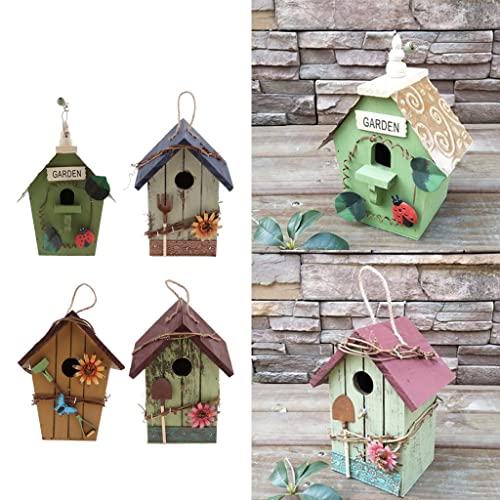 4-teiliges Vogelhaus aus Holz, zum Aufhängen, Gartendekor-Set von sporful