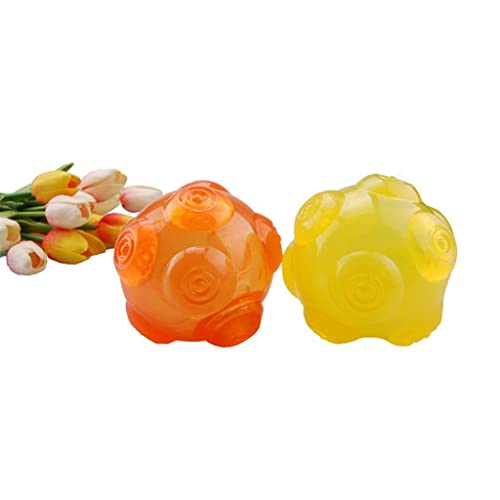 Bonbonfarbener Haustier-Spielzeugball mit Quietschgeräusch für Katzen- und Hundezähne, Kauspielzeug aus Gummi von sporful
