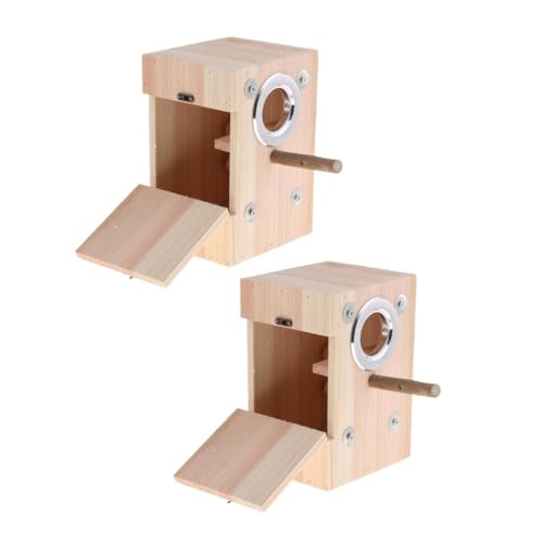 Brutkasten für kleine Haustiere, für Vögel, Papageien, Nisthaus, Naturholz, Einzeltür, für Finken, Spatzen, Rotkehlchen, Sittiche, Eichhörnchen, Ratten, Hamster, 2 Stück von sporful