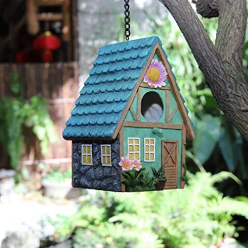 Handbemaltes Vogelhaus zum Aufhängen, Gartendekoration, Kunstharz, Nistkasten für kleine Vögel, 15 x 13 x 21 cm Handbemaltes Vogelhaus zum Aufhängen, Gartendekoration, Kunstharz, Nistkasten für kleine Vögel, 15 x 13 x 21 cm von sporful
