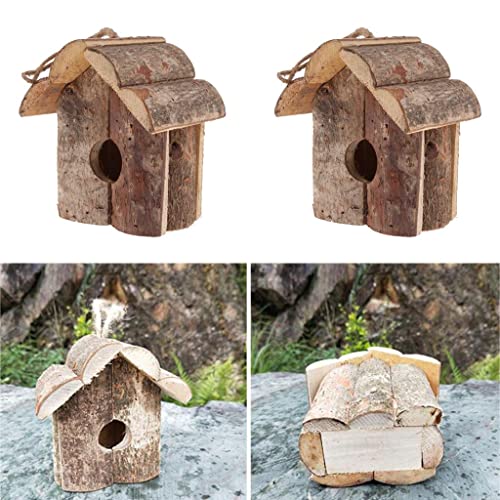Handgefertigte Vogelhäuser aus Holz, zum Aufhängen, Gartendekoration, Rasen-Ornament für den Außenbereich, Wildtier-Lebensraum, 2 Stück von sporful