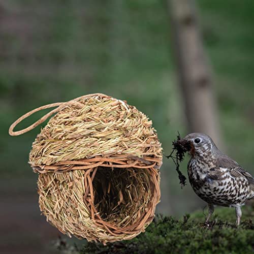 Handgewebtes Kolibri-Haus, natürliches Stroh, Vogelnest, Gartendekoration, hängendes Vogelhaus für den Außenbereich von sporful