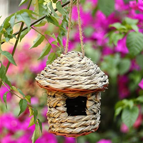 Handgewebtes Stroh-Vogelhaus, Nest zum Aufhängen, Grashütte für Vögel, kreativ, langlebig, einfach zu installieren, 15 x 13 cm von sporful