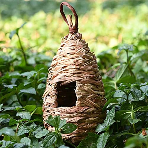Handgewebtes Stroh-Vogelnest, Brutgras, Höhle, handgefertigtes Vogelhaus für Papageien, Vögel, Dekoration, Haus, Garten, 10 x 24 cm von sporful