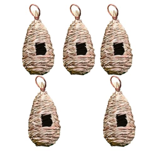 Handgewebtes Stroh-Vogelnest, Brutgrashöhle, handgefertigt, umweltfreundlich, Vogelhaus für Papageien, Vögel, Dekoration, 5 Stück Handgewebtes Stroh-Vogelnest, Brutgrashöhle, handgefertigt, umweltfreundlich, Vogelhaus für Papageien, Vögel, Dekoration, 5 Stück von sporful