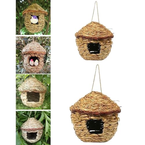Handgewebtes Stroh-Vogelnest, Grashaus, 12 cm, 14 cm, Bruthöhle, umweltfreundliches Vogelhaus für Papageien, Gartendekoration Handgewebtes Stroh-Vogelnest, Grashaus, 12 cm, 14 cm, Bruthöhle, umweltfreundliches Vogelhaus für Papageien, Gartendekoration von sporful
