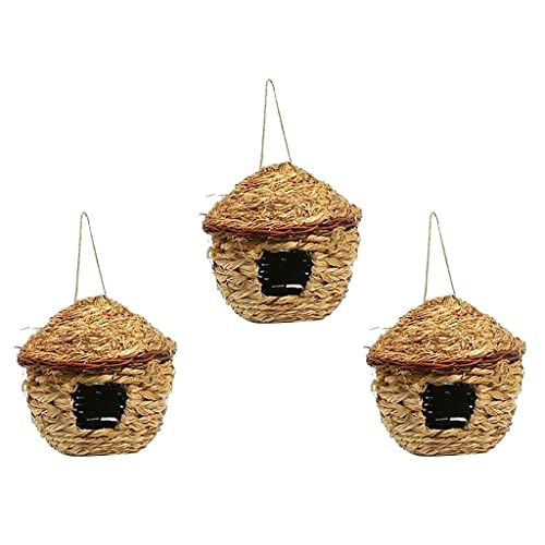 Handgewebtes Stroh-Vogelnest, Grashaus, 12 cm, natürlich, umweltfreundlich, Vogelhaus für Papageien, Vögel, Schlüpfen, Zucht, Outdoor, Gartendekoration, 3 Stück Handgewebtes Stroh-Vogelnest, Grashaus, 12 cm, natürlich, umweltfreundlich, Vogelhaus für Papageien, Vögel, Schlüpfen, Zucht, Outdoor, Gartendekoration, 3 Stück von sporful