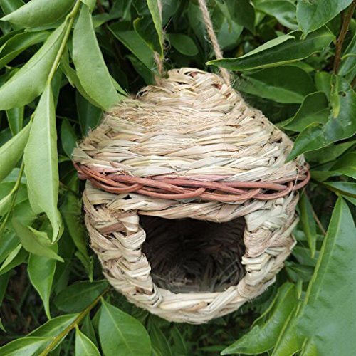 Handgewebtes Stroh-Vogelnest für Papageien, Brutgras, Höhle, Gartenbedarf, umweltfreundliches Vogelhaus von sporful