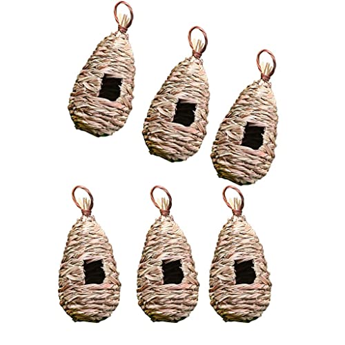 Handgewebtes Stroh-Vogelnesthaus, Schlüpfgrashöhle, handgefertigt, umweltfreundlich, Vogelhaus für Papageien, Vögel, Dekoration, 6 Stück Handgewebtes Stroh-Vogelnesthaus, Schlüpfgrashöhle, handgefertigt, umweltfreundlich, Vogelhaus für Papageien, Vögel, Dekoration, 6 Stück von sporful