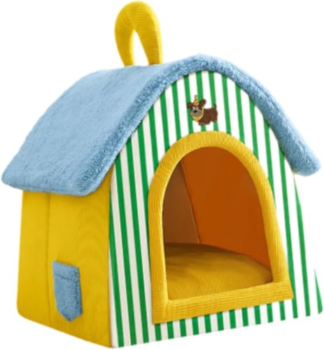 Haustier-Schlafbett, niedliches Haustier-Katzennest mit rutschfester Unterseite, Winter, warmes Katzenhaus für kleine Tiere, Hunde, Katzen, drinnen und draußen, Größe M von sporful