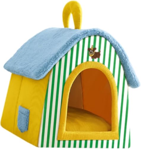 Haustier-Schlafbett, niedliches Haustier-Katzennest mit rutschfester Unterseite, Winter, warmes Katzenhaus für kleine Tiere, Hunde, Katzen, drinnen und draußen, Größe S von sporful