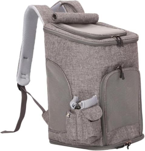 Haustier-Tragerucksack Katzentrage Faltbarer belüfteter Katzenrucksack mit atmungsaktivem Netz, Haustier-Tragerucksack für Katzen kleine Hunde (Grau) von sporful