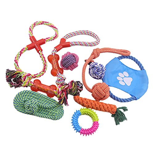 Seilspielzeug für kleine und mittelgroße Hunde, 10 Stück, für Wurf- und Zerrspiele und Zahngesundheit von sporful