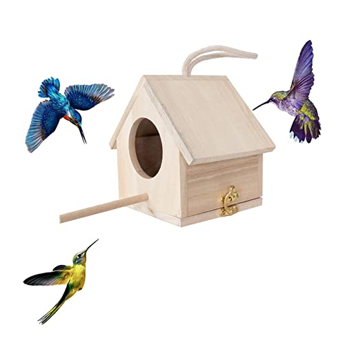 Unlackiertes Vogelhaus aus Holz mit Sitzstange zum Aufhängen Vogelkäfig Brutkasten Gartendekoration Unlackiertes Vogelhaus aus Holz mit Sitzstange zum Aufhängen Vogelkäfig Brutkasten Gartendekoration von sporful