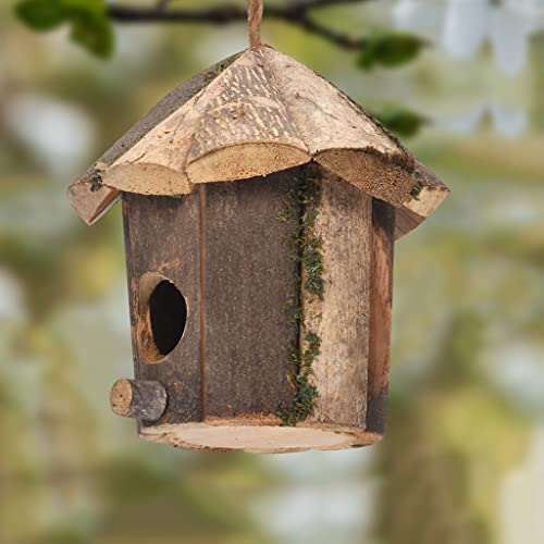 Vogelhaus-Dekoration aus Holz, natürlicher Ruheplatz für Vögel, Garten, hängendes Fenster, 16,3 cm von sporful