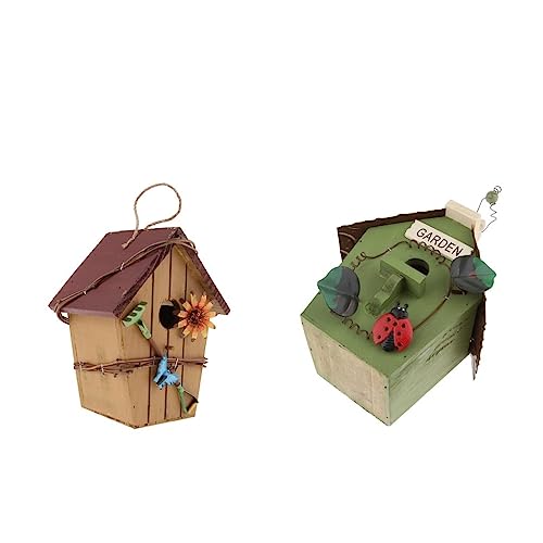 Vogelhaus aus Holz, zum Aufhängen, Gartendekoration, umweltfreundliche Outdoor-Dekoration, 2 Stück Vogelhaus aus Holz, zum Aufhängen, Gartendekoration, umweltfreundliche Outdoor-Dekoration, 2 Stück von sporful